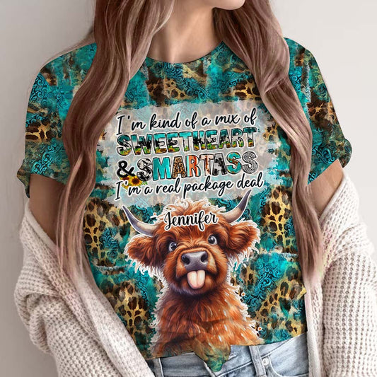 Freches Hochlandrind - Personalisiertes Allover-Shirt