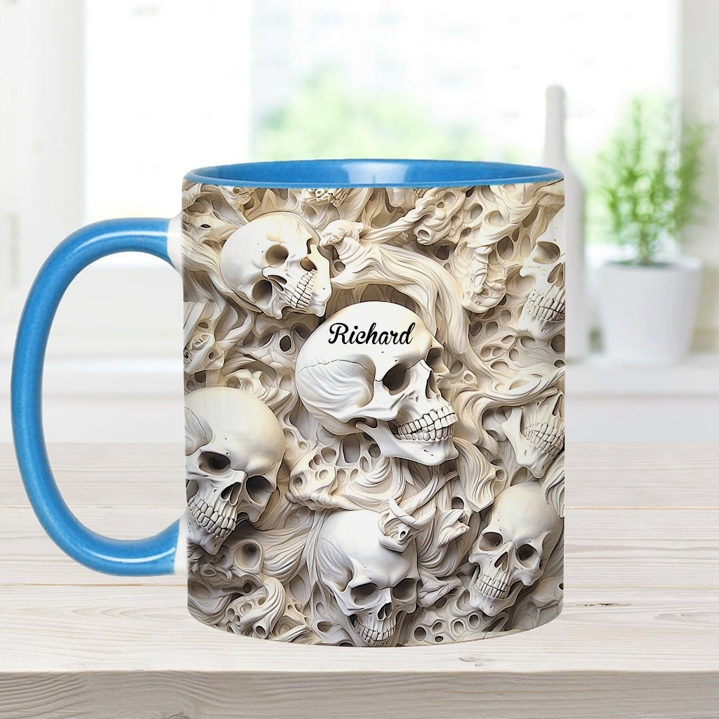 Weißer Totenkopf – Personalisierte Tasse mit Totenkopf-Akzent