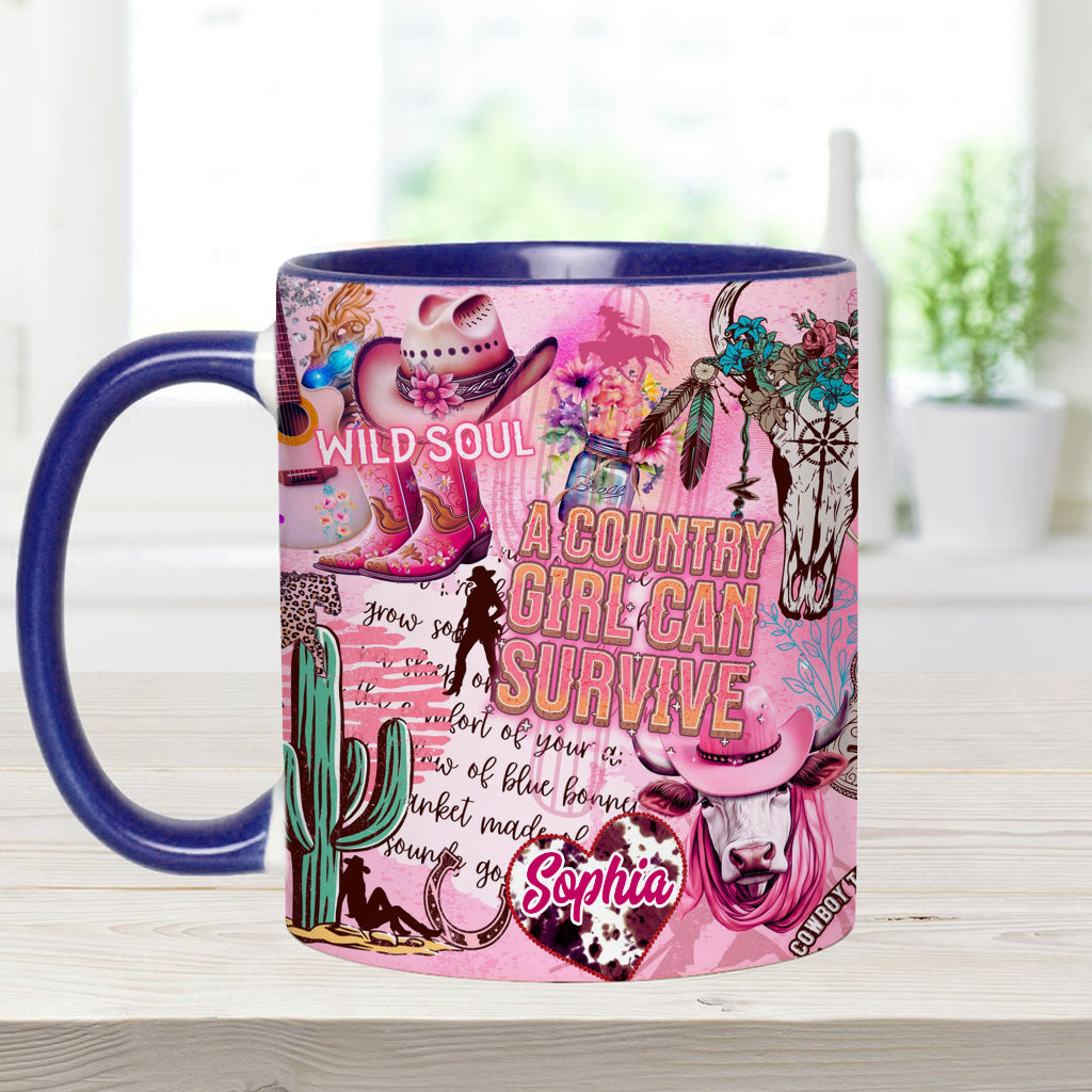 Ein Landmädchen kann überleben – Personalisierte Tasse mit ländlichem Akzent