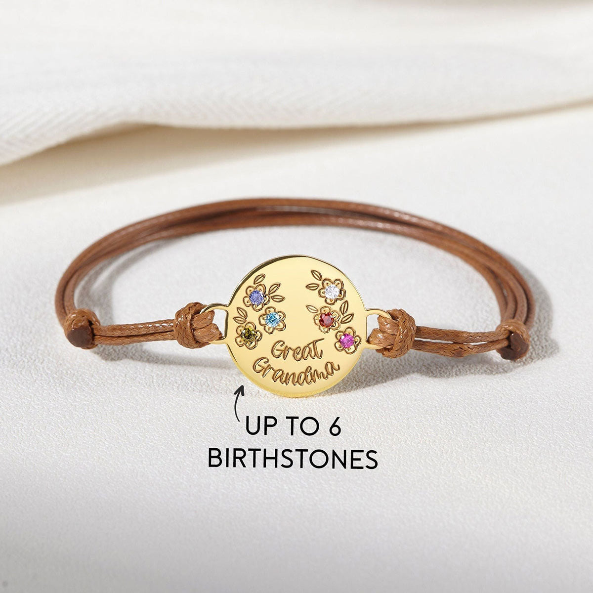 Rundes Anhängerarmband mit Geburtssteinen – Personalisiertes rundes Mutter-Anhängerarmband