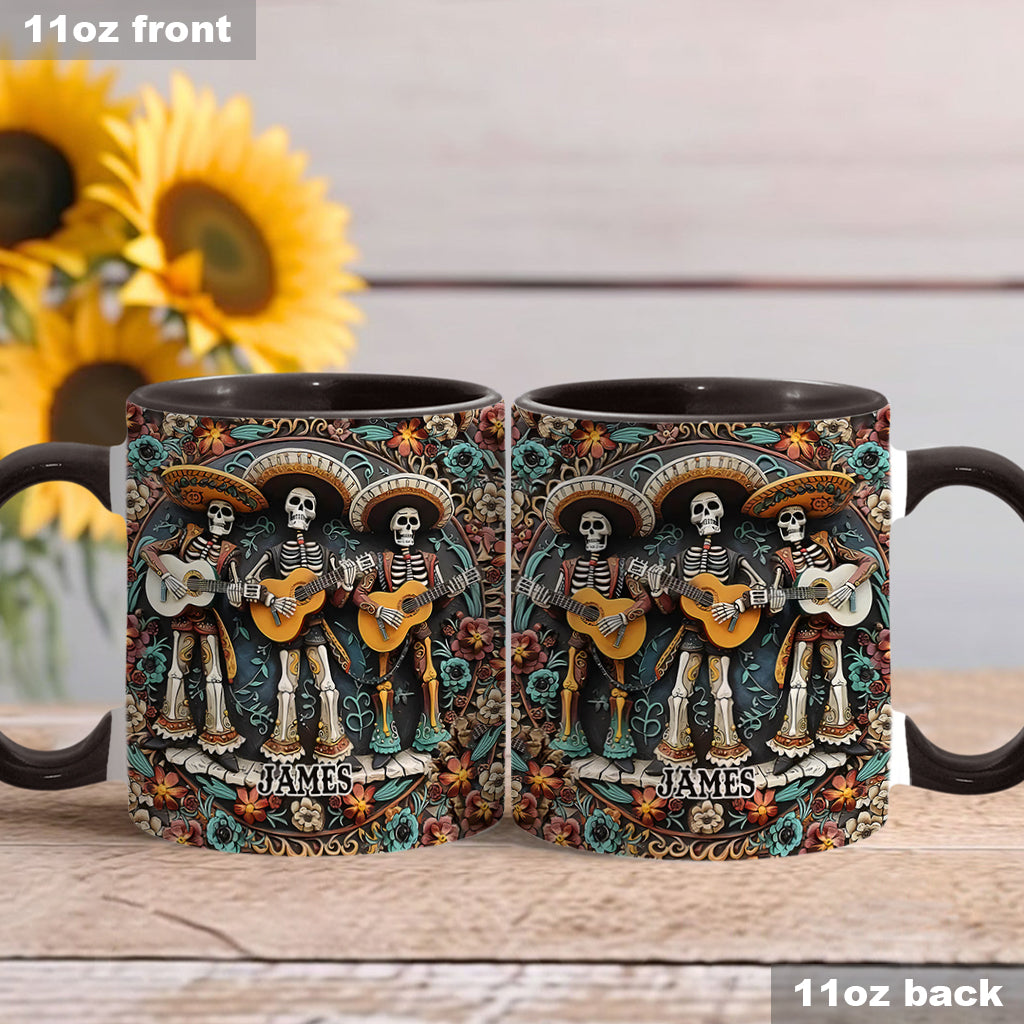 Skelett-Trio – Personalisierte Tasse mit Totenkopf-Akzent