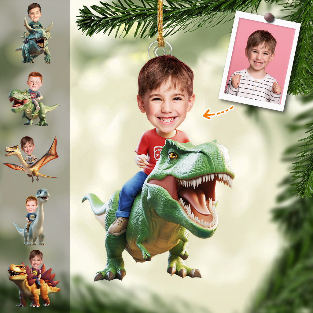 Dinosaurier - Personalisierter, individuell geformter Kinder-Weihnachtsbaumschmuck