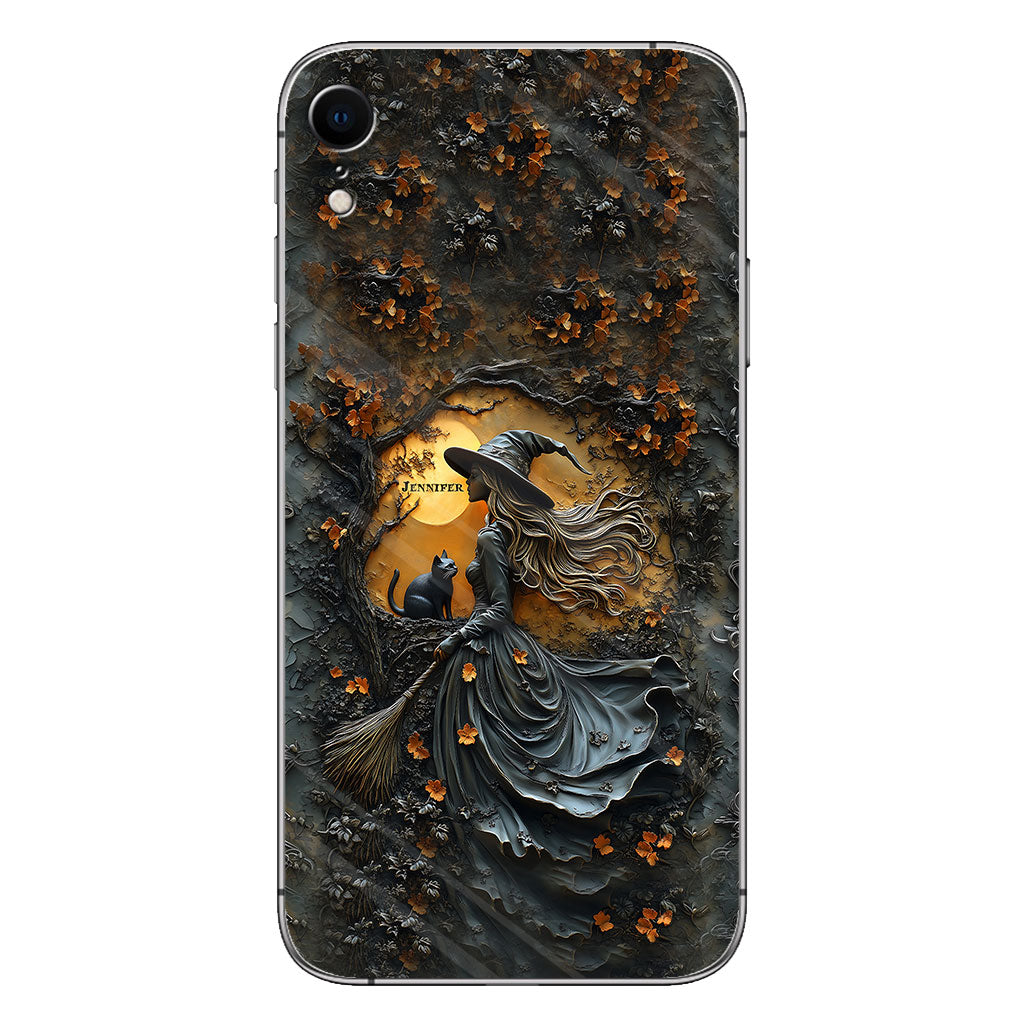Wunderschöne Hexe & ihre schwarze Katze – personalisierte Hexen-Handyhülle