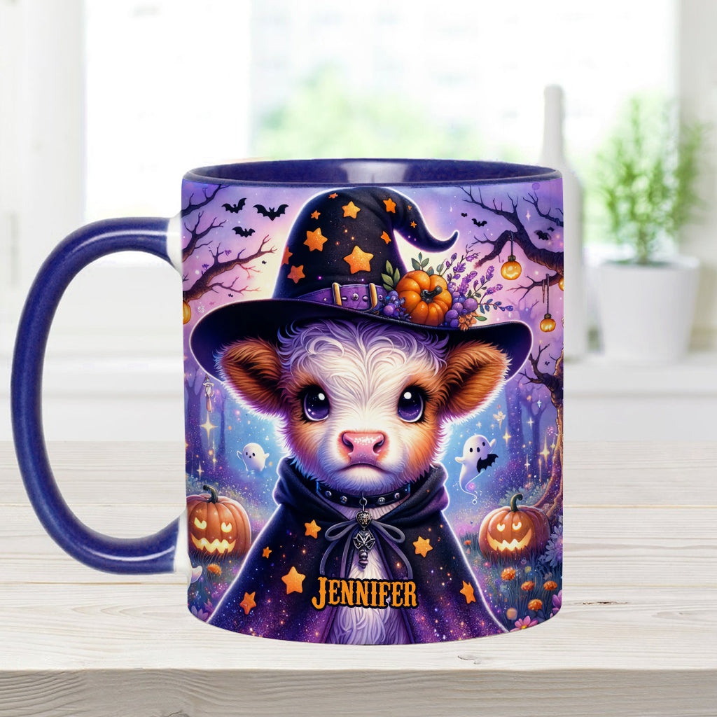 Baby Highland Cow Witch Halloween - Personalisierter Akzentbecher