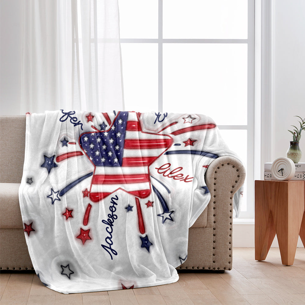 Grandma's Little Star 4th Of July - Personalized Grandma Blanket