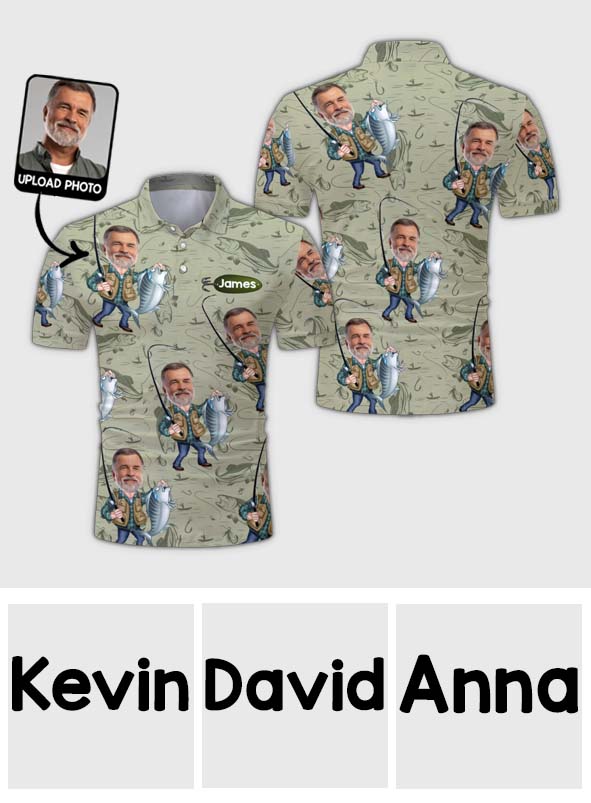 Geschenk für Angler-Papa, Ehemann, Onkel... - Personalisiertes Angel-Poloshirt