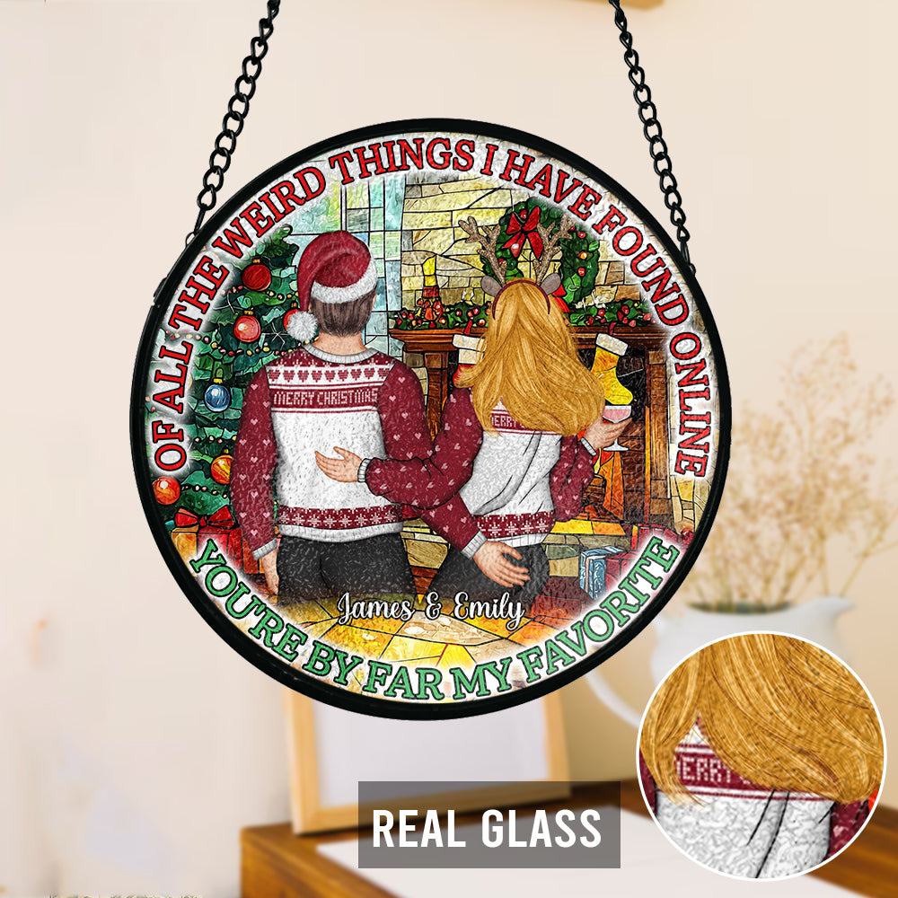 Du bist mit Abstand mein Favorit – Personalisierter Buntglas-Sonnenfänger für Paare