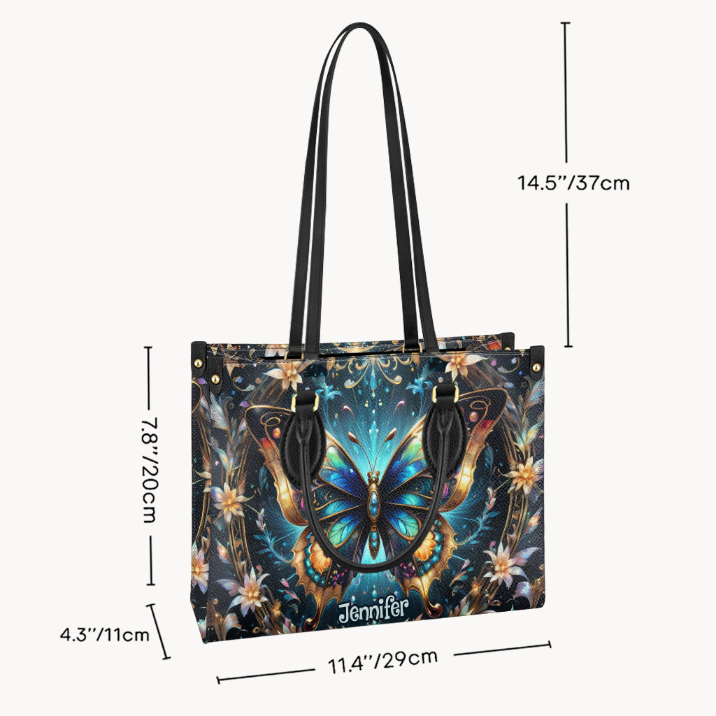 Atemberaubende goldmetallicfarbene Schmetterlings-Handtasche – personalisierte Schmetterlings-Lederhandtasche
