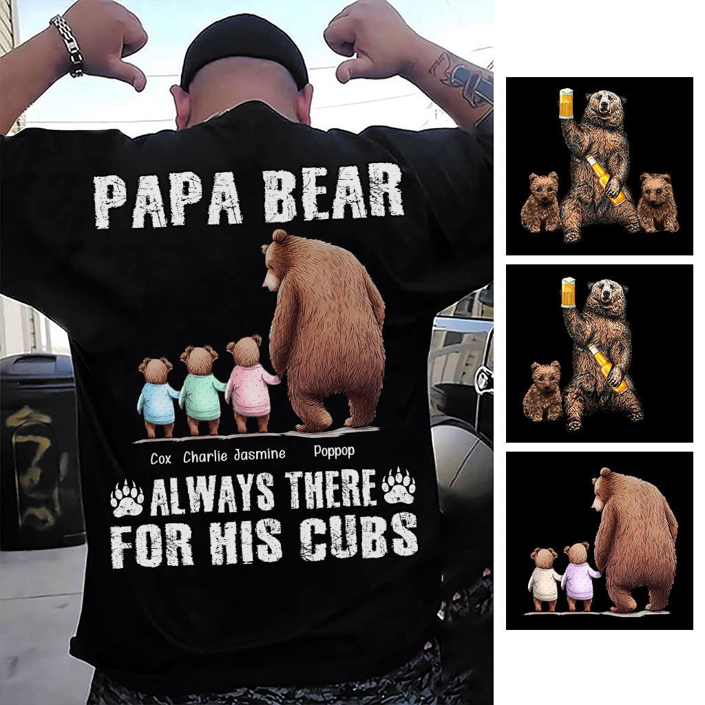 Papa Bär ist immer für seine Jungen da – Personalisiertes Vater-T-Shirt und Hoodie