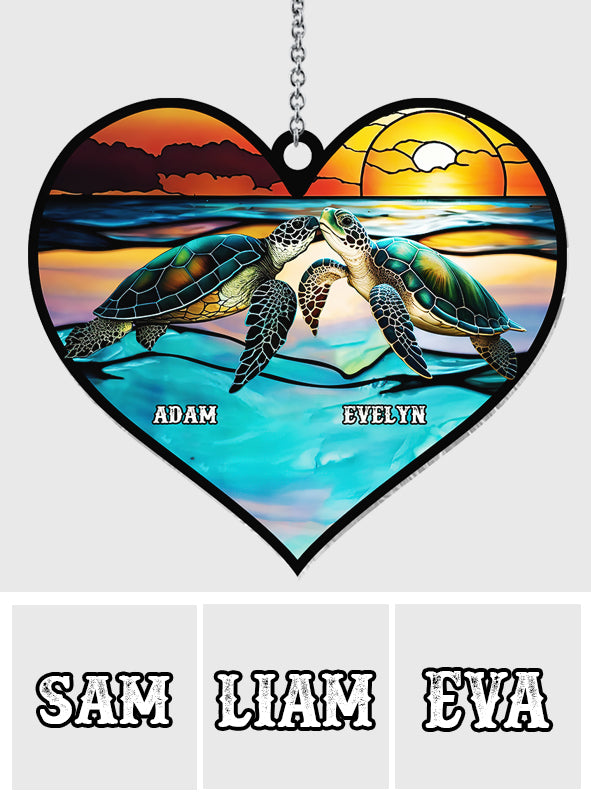 Ich liebe dich bis zum Strand und zurück – Personalisierter Schildkröten-Fensterhänger 