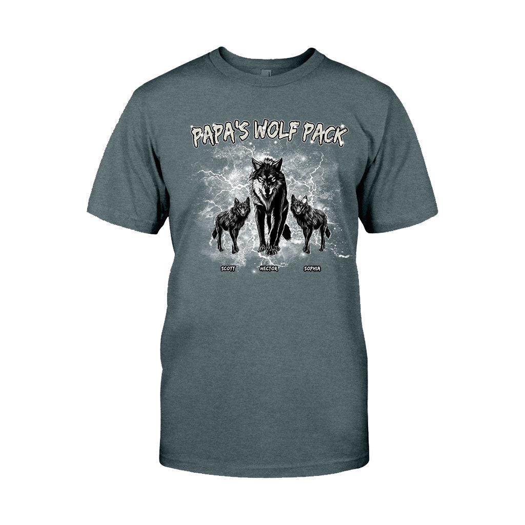 Papa's Wolf Pack Thunder Bootleg – Personalisiertes Vater-T-Shirt und Hoodie