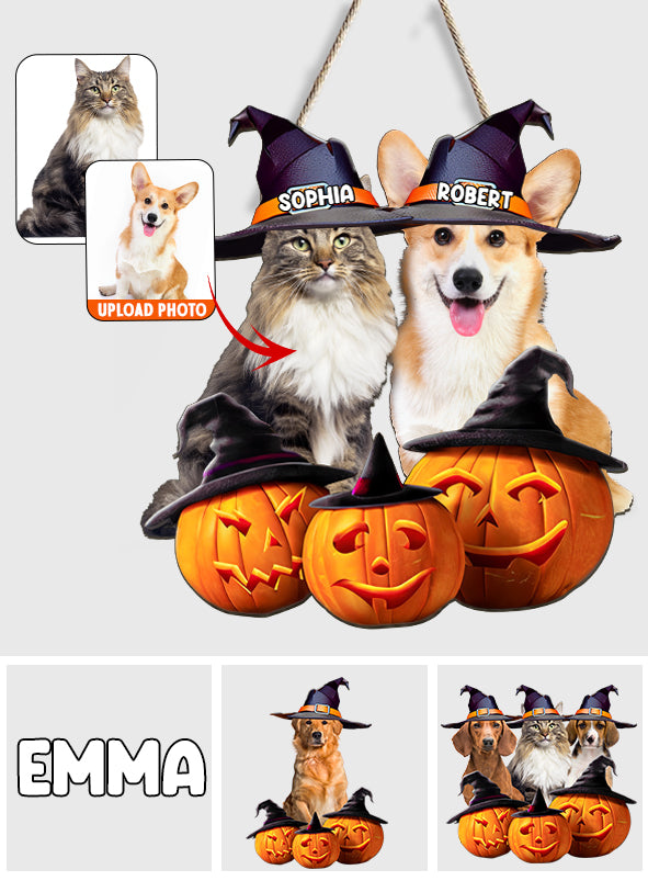 Cute Halloween Pets - Personalized Dog Custom Shaped Wood Sign