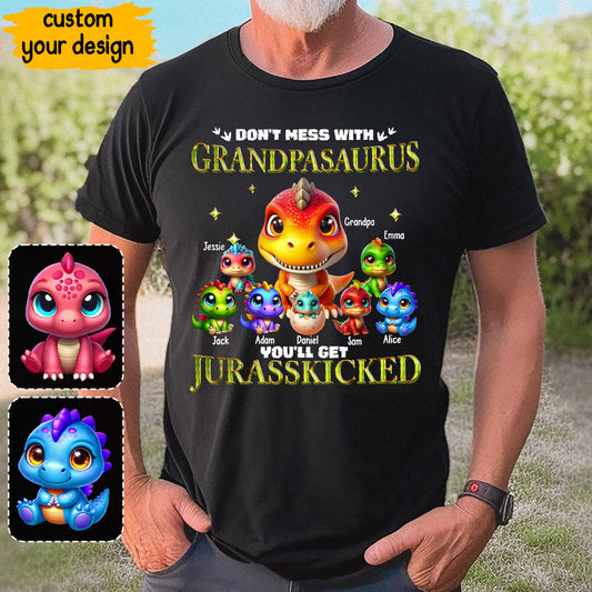 Daddysaurus Grandpasaurus 3D Dinosaurs - Personalized Father T-shirt And Hoodie
