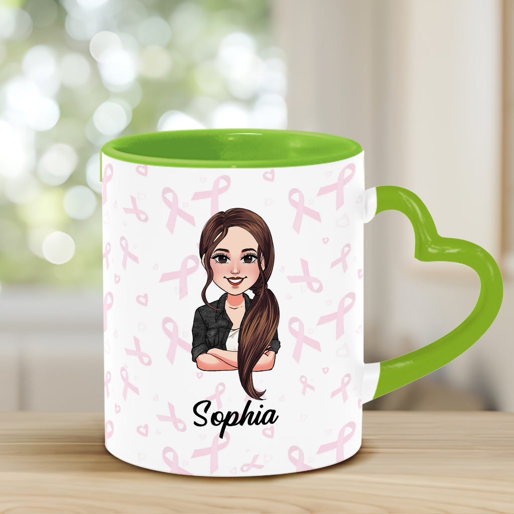 Lieber Krebs, du hast dir die Falsche ausgesucht – Personalisierte Tasse mit Herzgriff zur Brustkrebsvorsorge