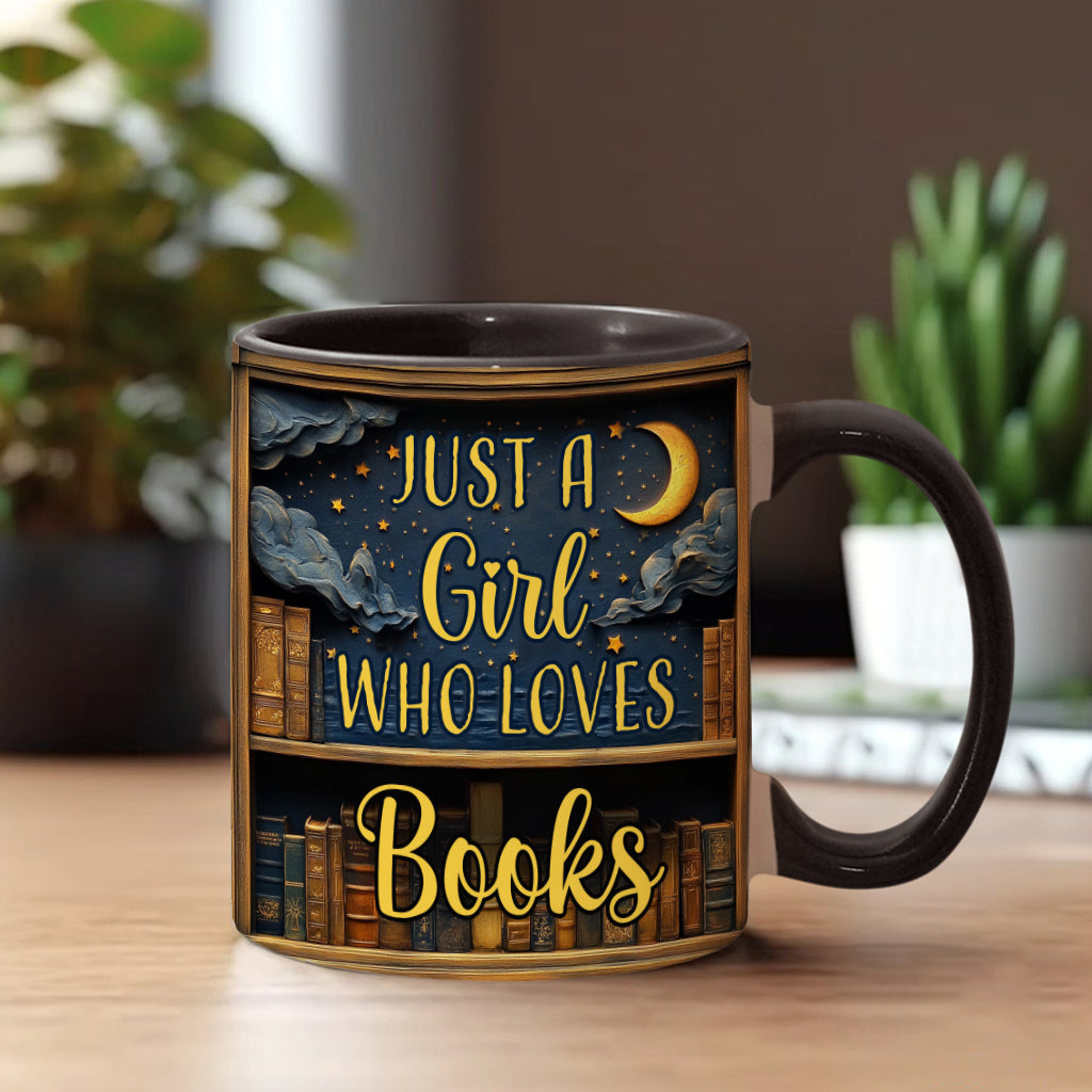Einfach ein Mädchen, das Bücher liebt – personalisierte Tasse mit Buchmotiv