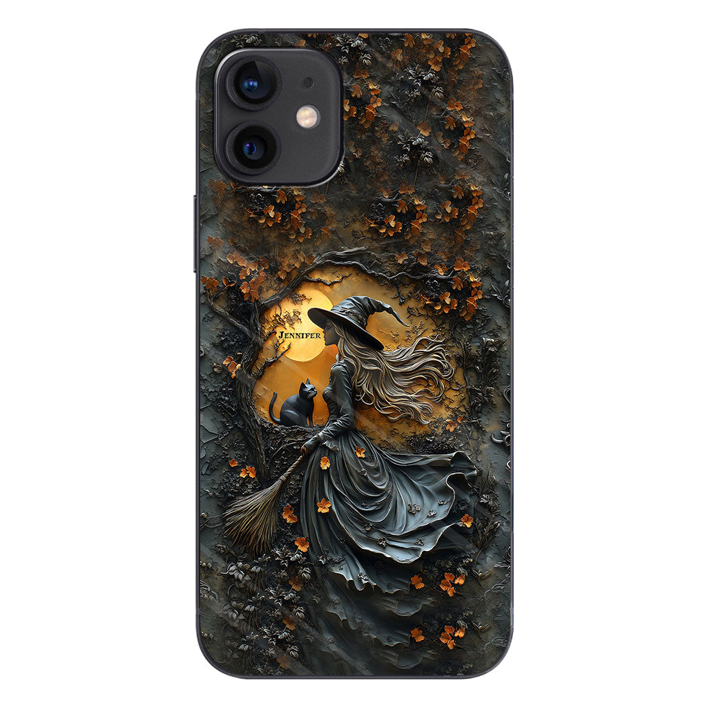 Wunderschöne Hexe & ihre schwarze Katze – personalisierte Hexen-Handyhülle