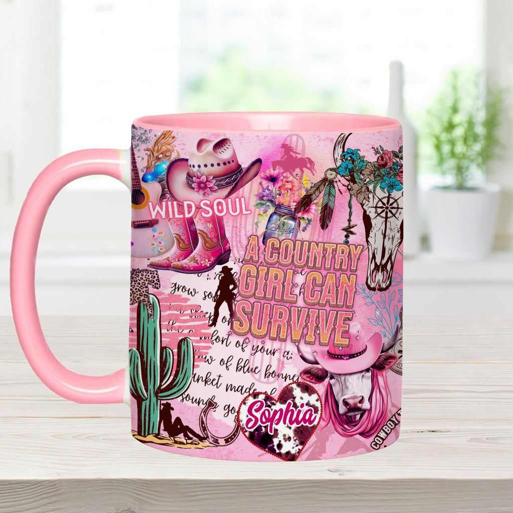 Ein Landmädchen kann überleben – Personalisierte Tasse mit ländlichem Akzent