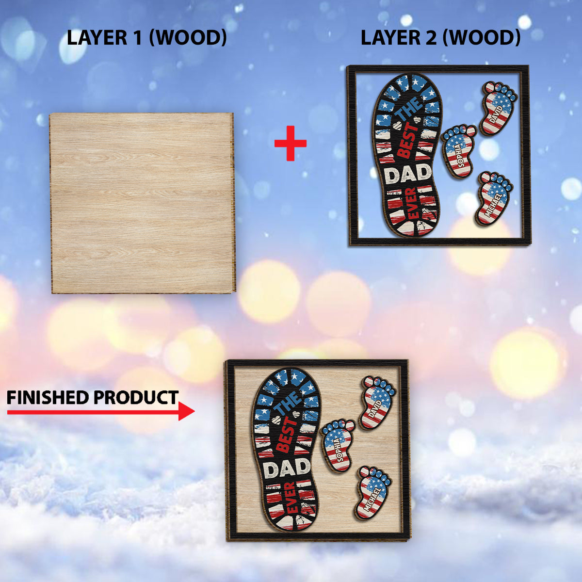 The Best Dad/ Grandpa... Ever - Personalized Father 2 Layered Wood Sign / Wood Plaque