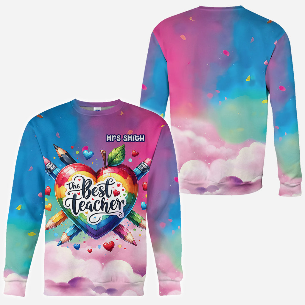 Das beste Lehrer-Shirt mit buntem Herz – personalisiertes Lehrer-Shirt