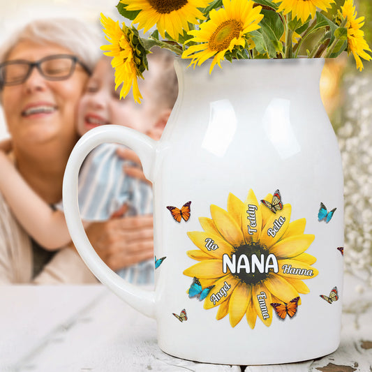 Nana Gigi Mama Sonnenblume – Personalisierte Keramikvase für Oma
