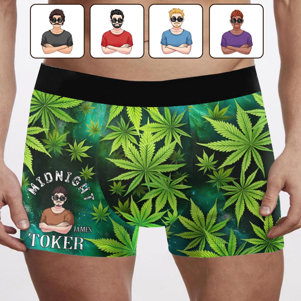 Midnight Toker – Personalisierte Boxershorts für Herren mit Cannabis-Motiv