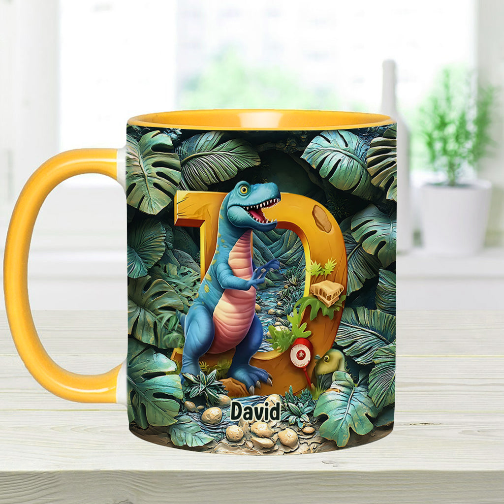 Dinosaurier-Buchstabe - Personalisierte Tasse mit Kinderakzent