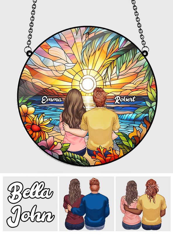 I Love You - Personalized Couple Window Hanging Suncatcher Ornament