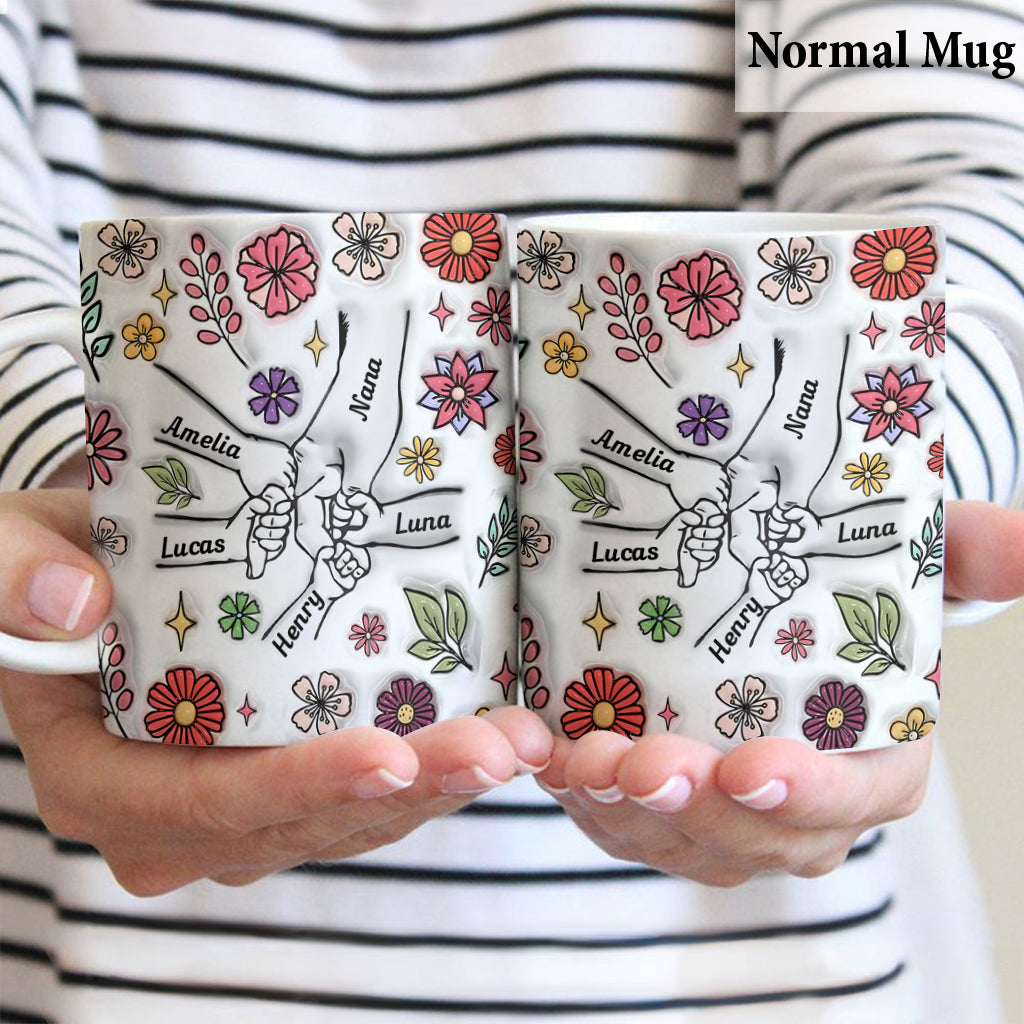 Frühlingsblumen-Hand-Haltung Oma Mama - Personalisierte Oma-Tasse