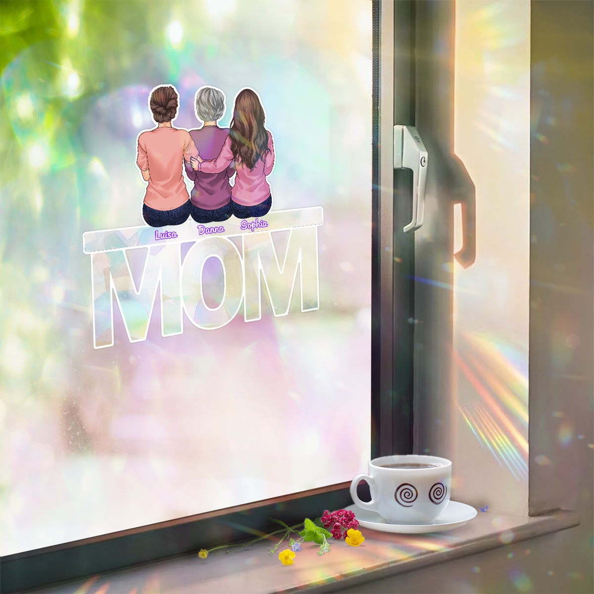 Ich liebe dich, Mama – Personalisierter Sonnenfänger-Aufkleber für Mutter