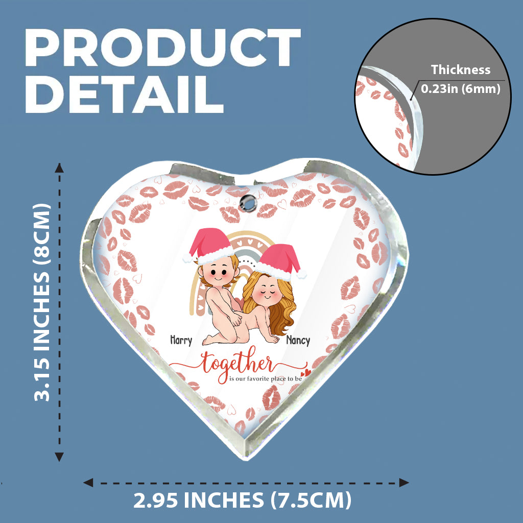 Gemeinsam ist unser Lieblingsort – personalisierter herzförmiger Glasanhänger für Paare