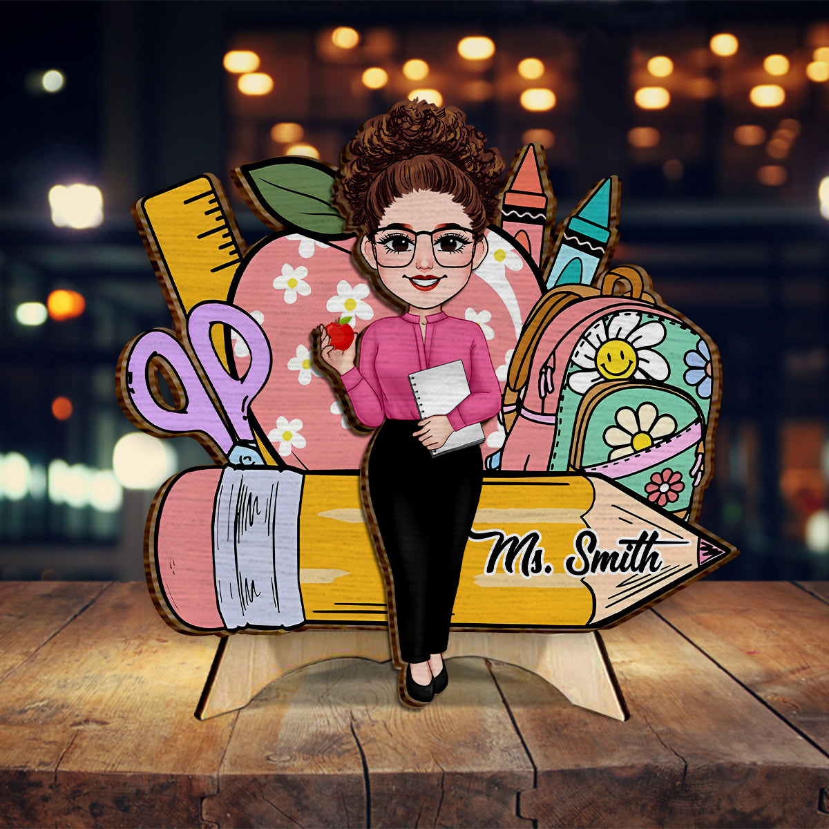 Willkommen im Klassenzimmer – Personalisiertes Lehrerschild aus 2-lagigem Holz / Holzplakette