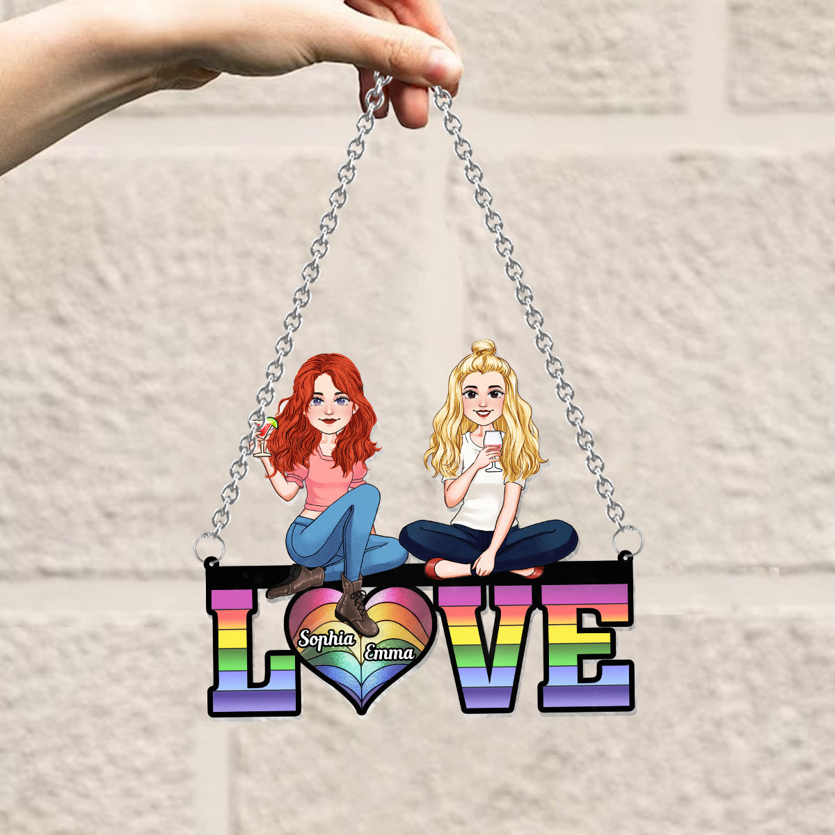 Liebe – Personalisierter LGBT-Unterstützungs-Fensterhänger-Sonnenfänger 