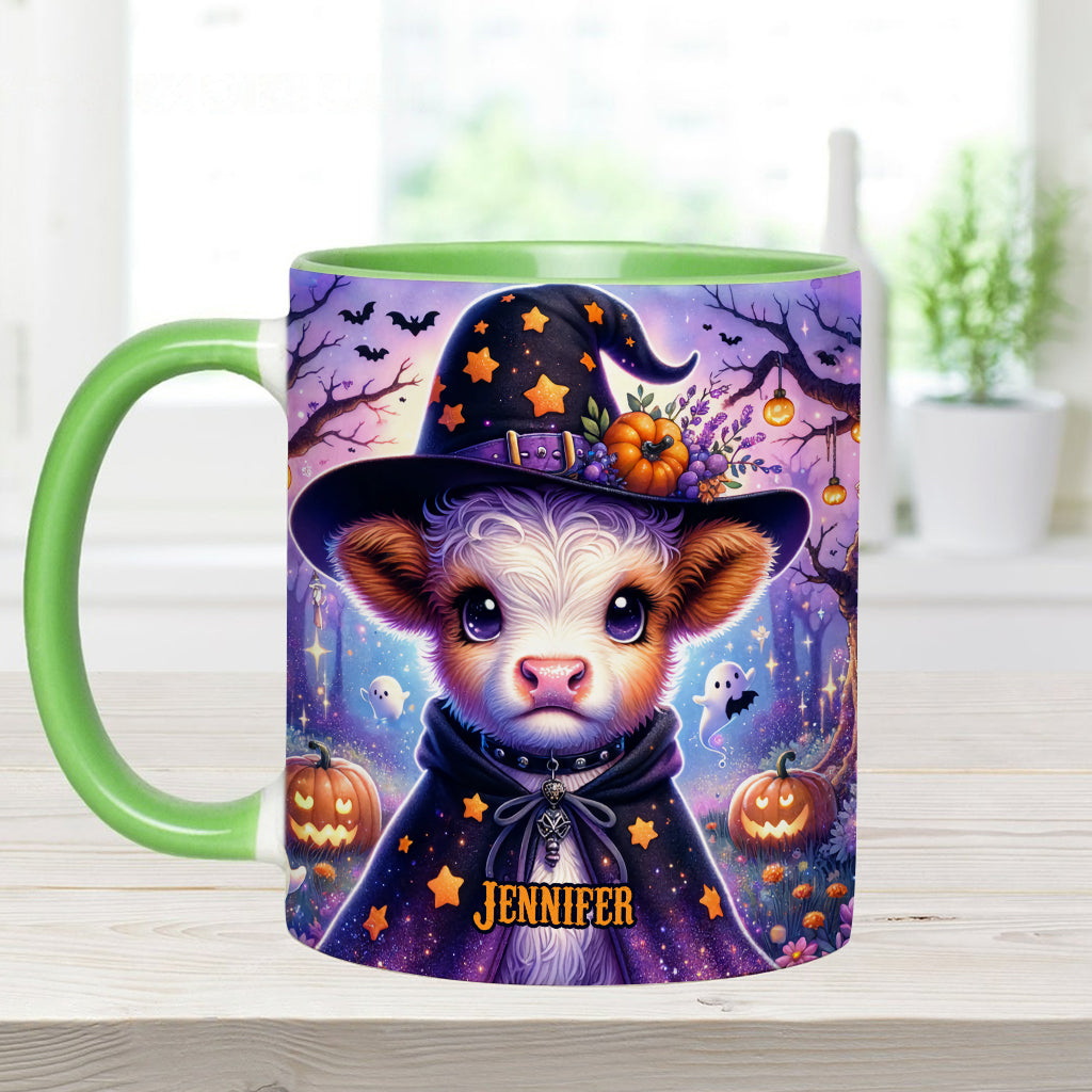 Baby Highland Cow Witch Halloween - Personalisierter Akzentbecher