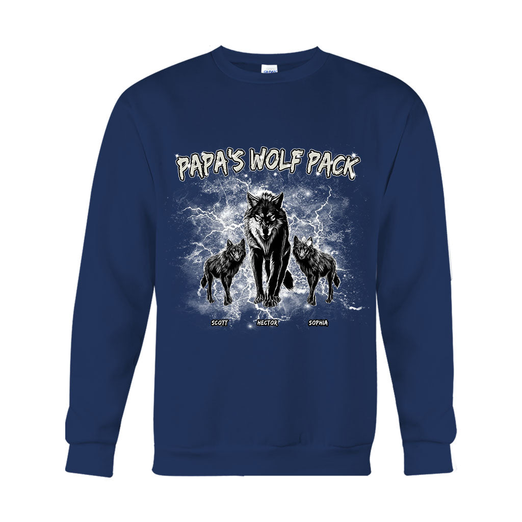 Papa's Wolf Pack Thunder Bootleg – Personalisiertes Vater-T-Shirt und Hoodie