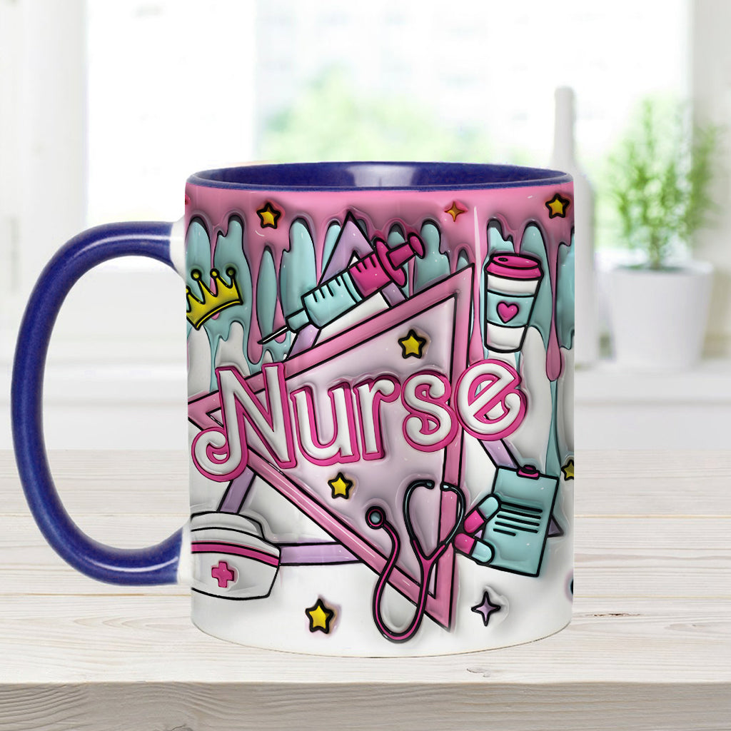 Krankenschwester-Puppe in Rosa - Personalisierte Tasse mit Krankenschwester-Motiv