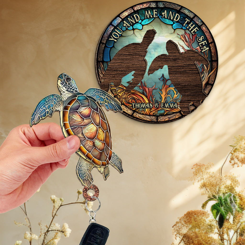 Du und ich und das Meer – Personalisierter Schildkröten-Schlüsselanhänger