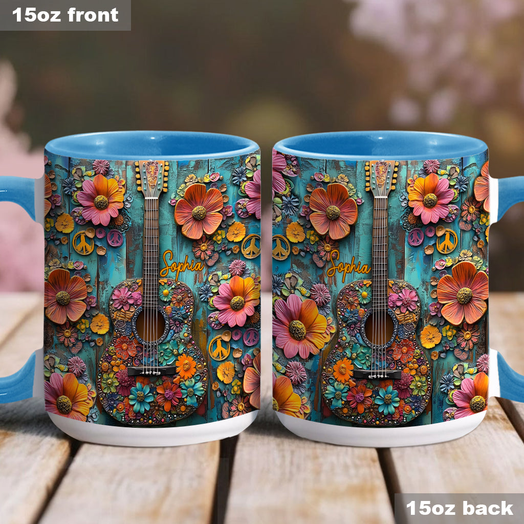Vintage-Hippie-Gitarre – Personalisierter Hippie-Akzentbecher