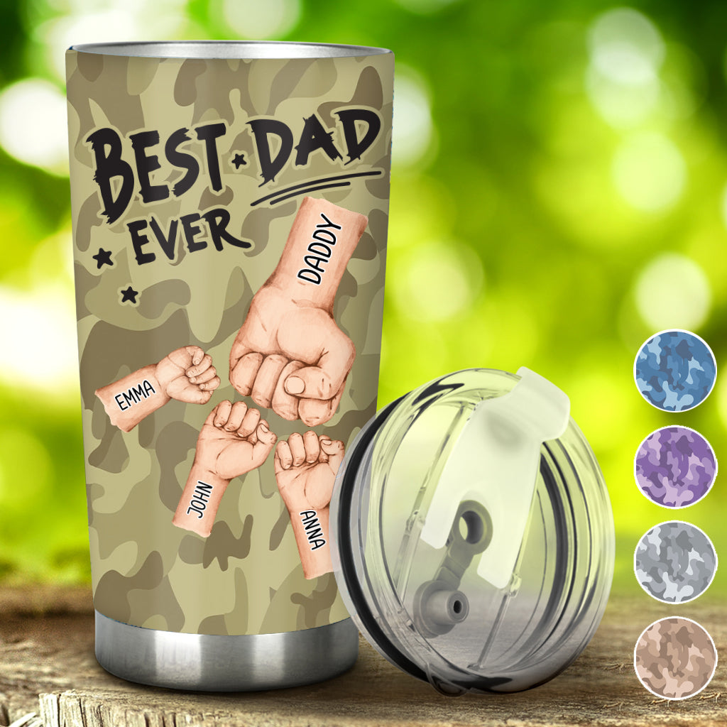 „Bester Papa aller Zeiten“ – personalisierter Vaterbecher im Camouflage-Muster