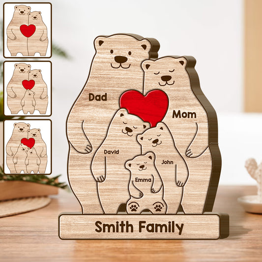 Bärenfamilie – Personalisiertes Holzpuzzle in Familienform
