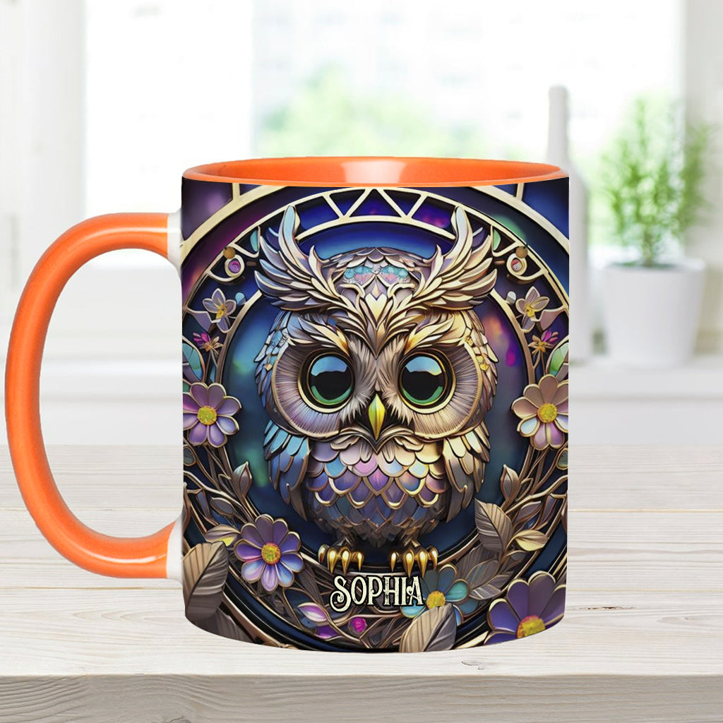 Colorful Owl - Personalized Owl Accent Mug