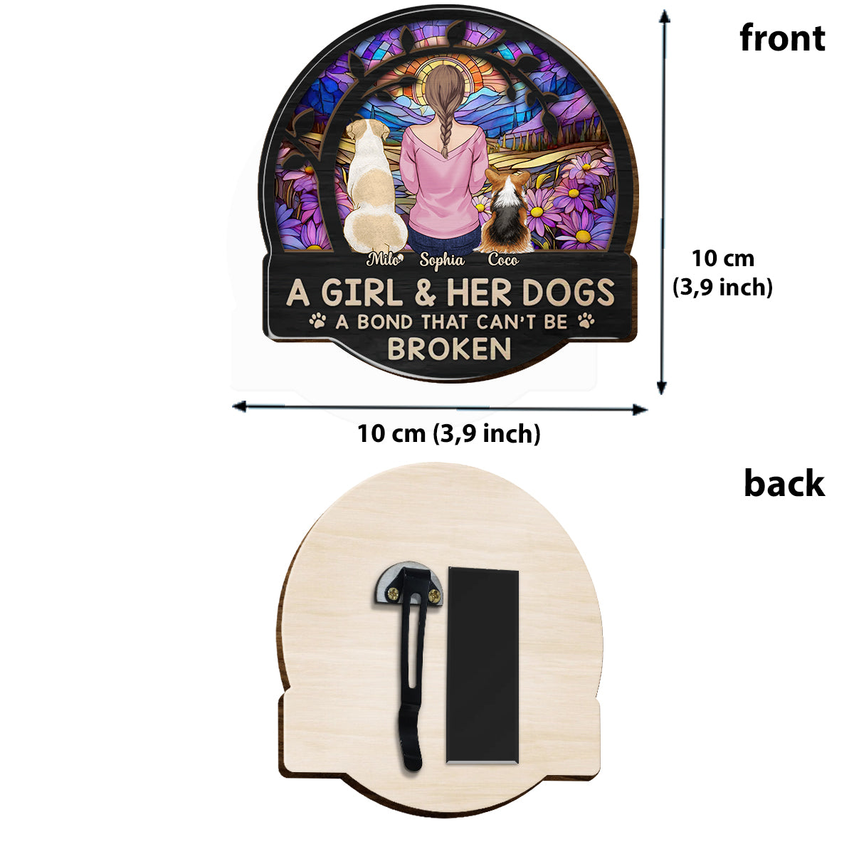 A Girl With Her Dog - Personalized Dog Shaped Car Visor Clip