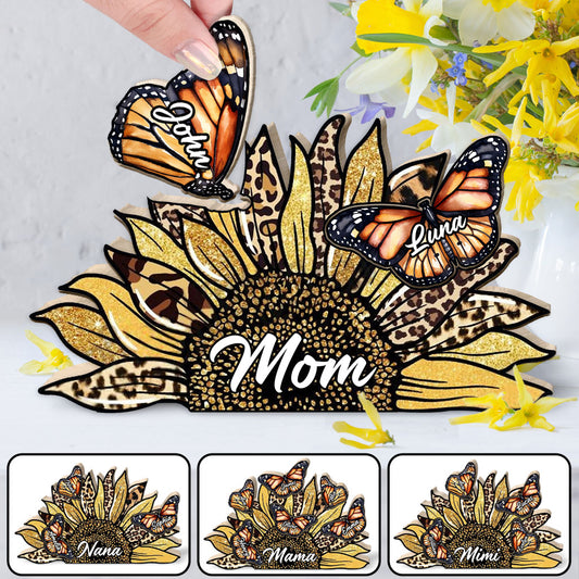Mama Schmetterling Monarch Sonnenblume - Personalisiertes Mutter-förmiges Holzpuzzle