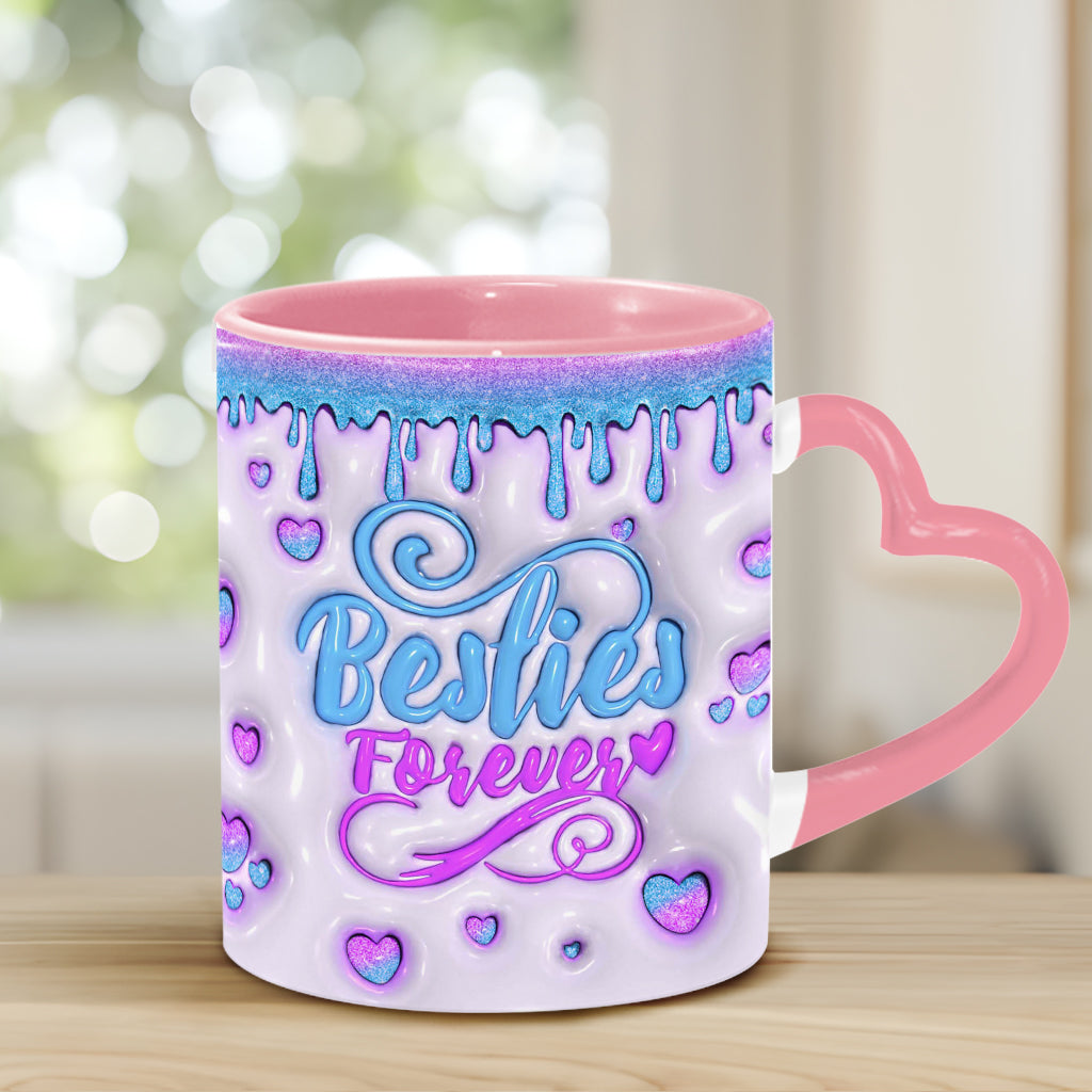 Für immer beste Freundinnen – Wunderschöne Geburtsmonatsblume – Personalisierte Tasse mit Herzgriff für beste Freundinnen