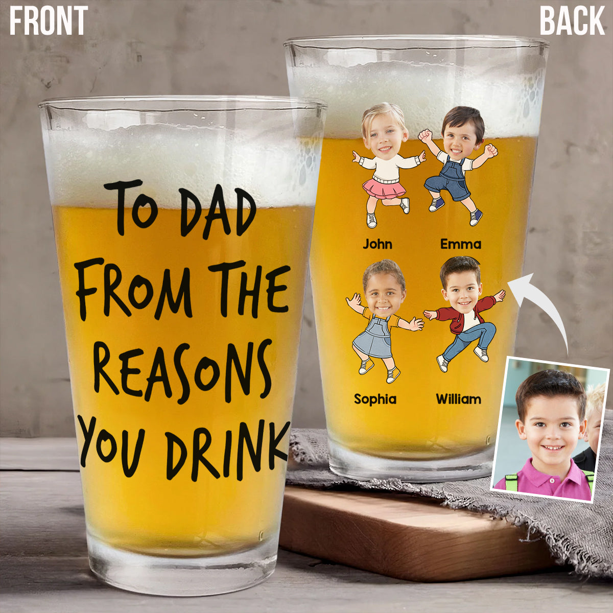 Gründe zum Trinken – Personalisiertes Vater-Bierglas