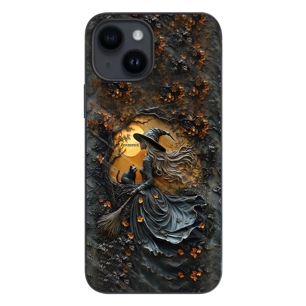 Wunderschöne Hexe & ihre schwarze Katze – personalisierte Hexen-Handyhülle