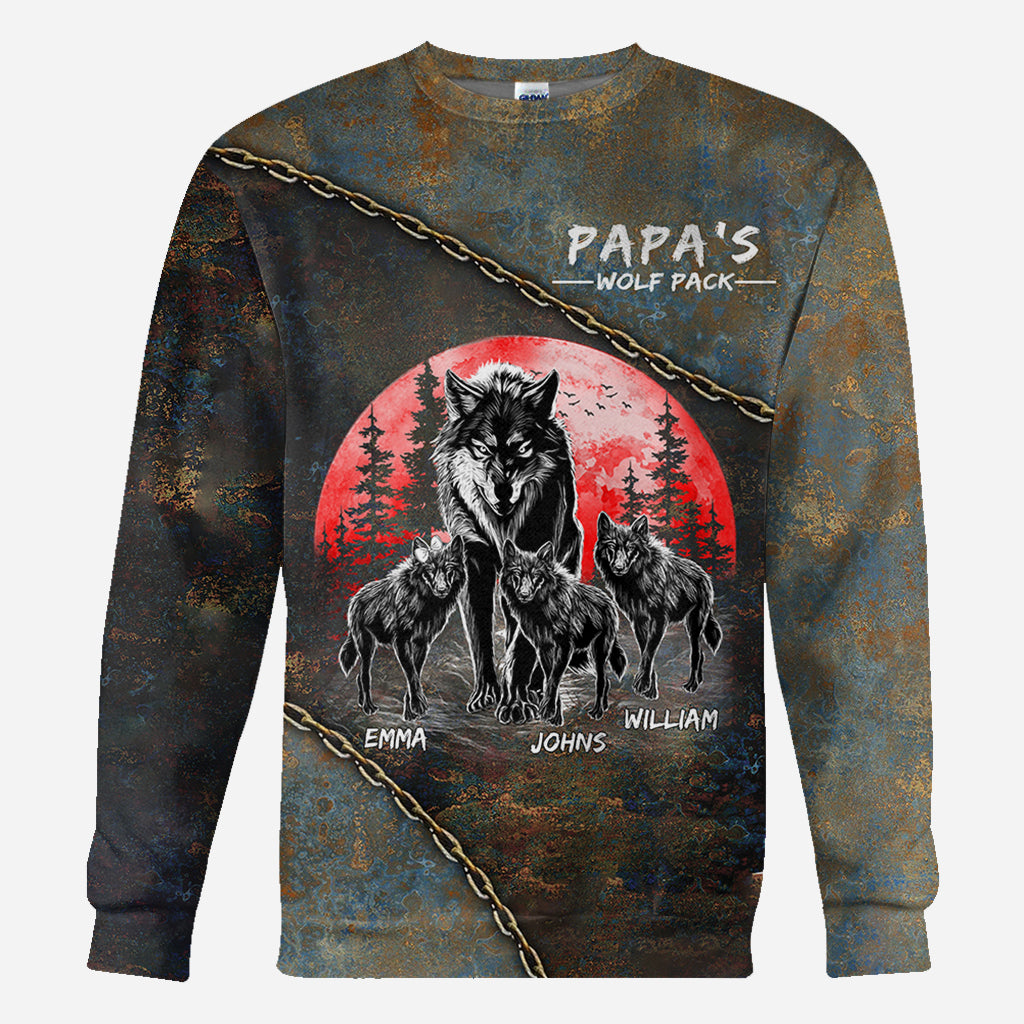 Papa Wolf Pack - Personalisiertes Vater-Shirt