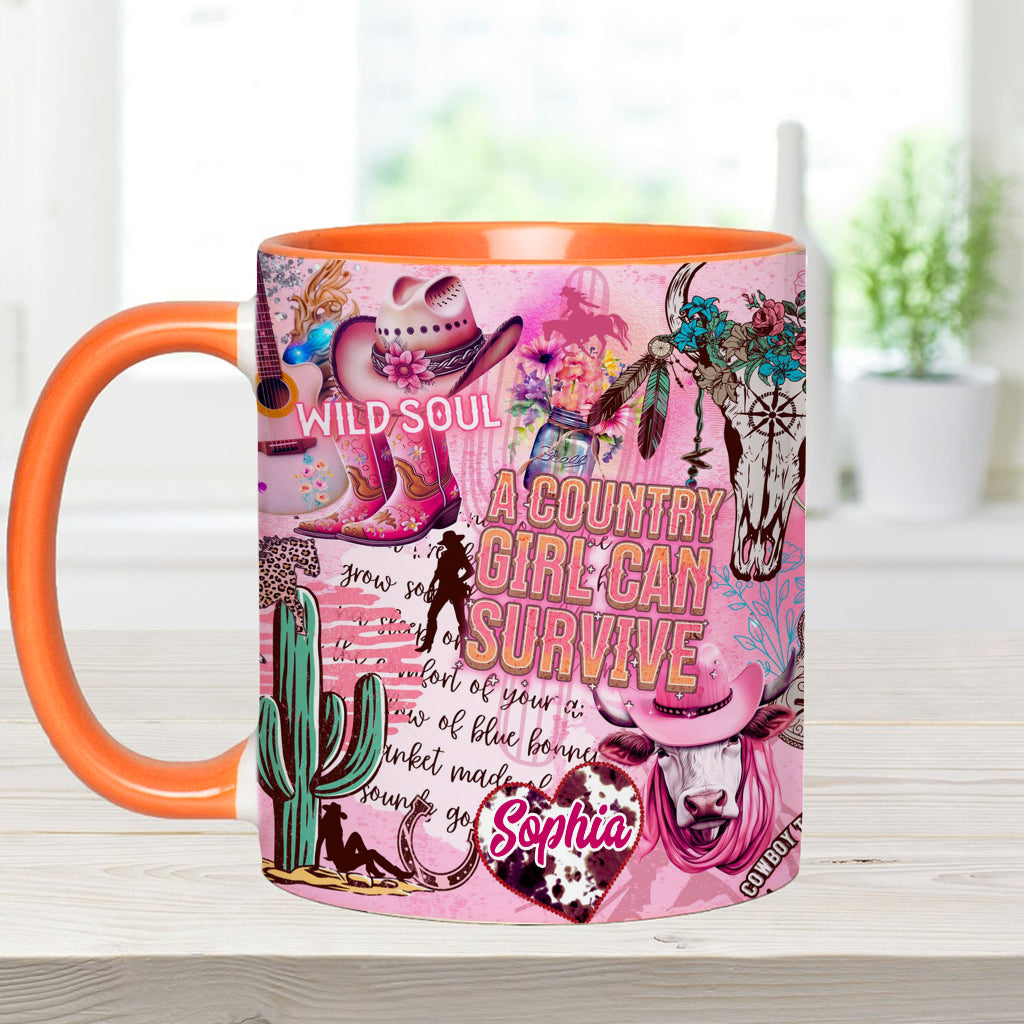 Ein Landmädchen kann überleben – Personalisierte Tasse mit ländlichem Akzent