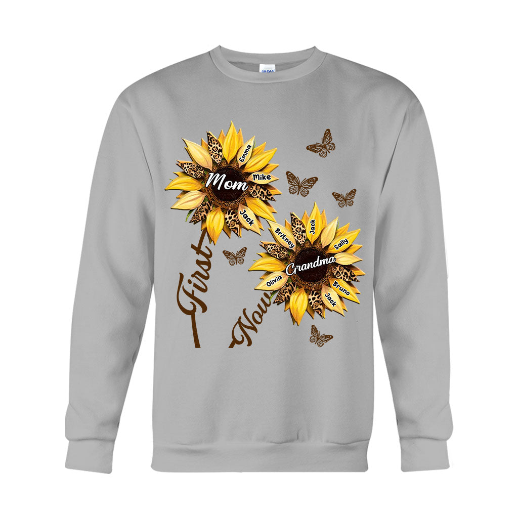 Erst Mama, jetzt Oma Sonnenblume – Personalisiertes Oma-T-Shirt und Hoodie