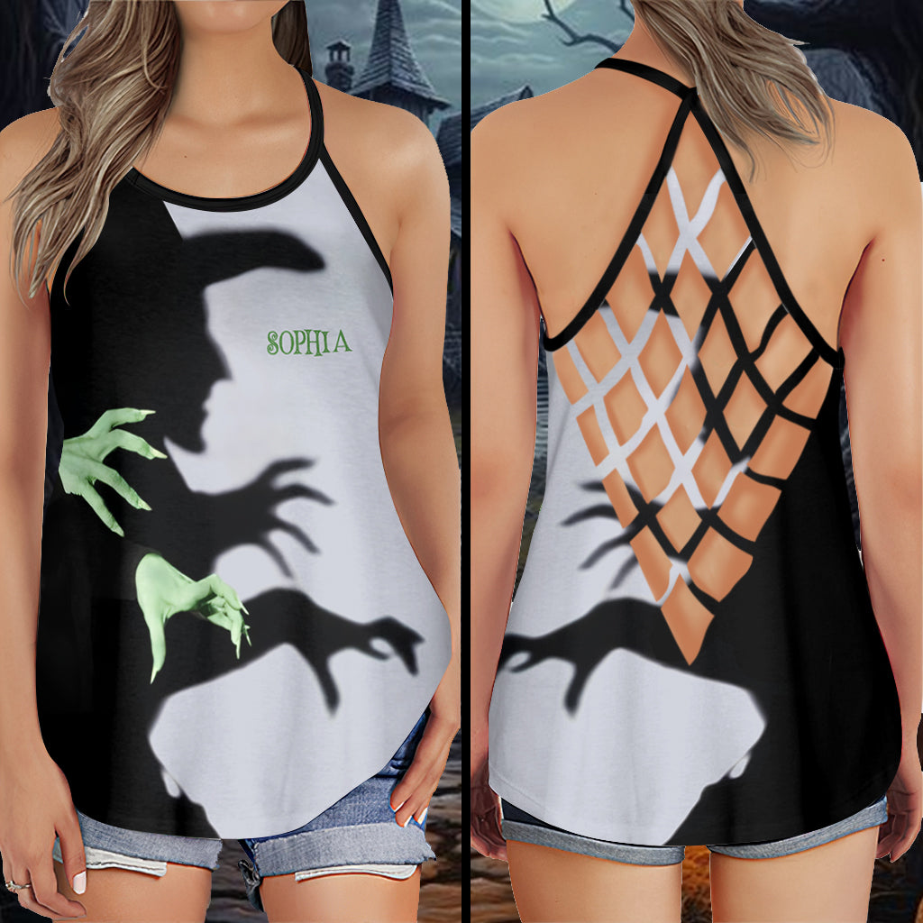 Halloween Witch Shadow - Personalized Witch Cross Tank Top
