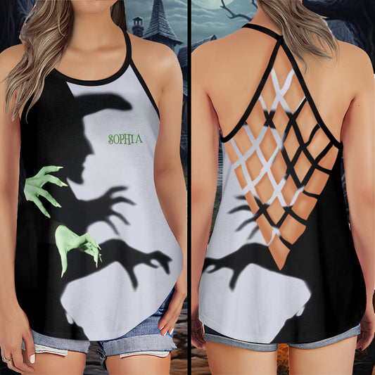 Halloween Witch Shadow - Personalized Witch Cross Tank Top